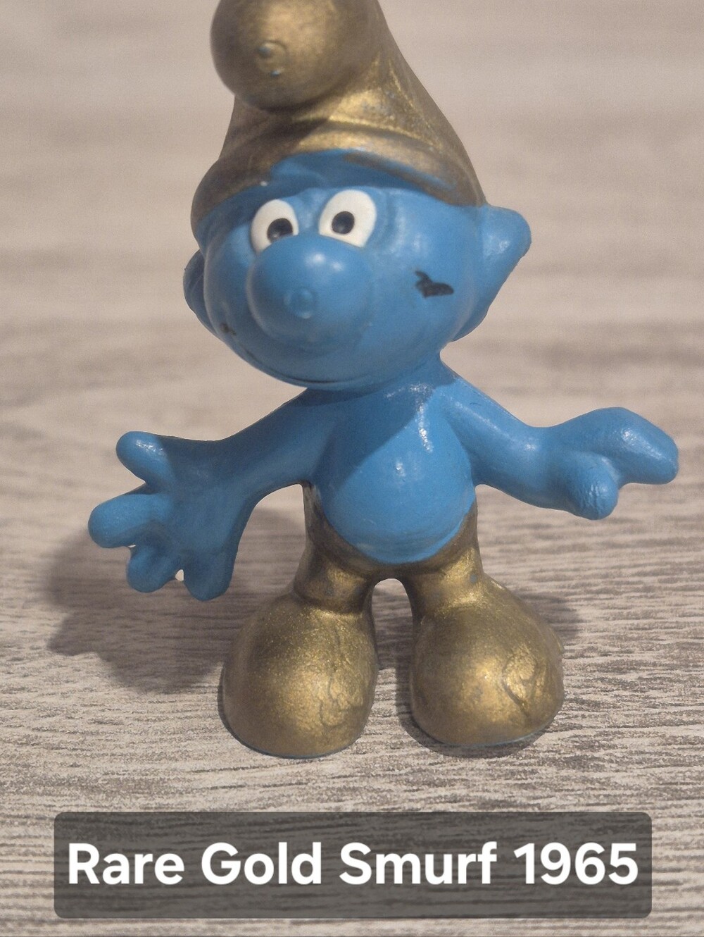 Vintage Rare Gold Smurf Figurine